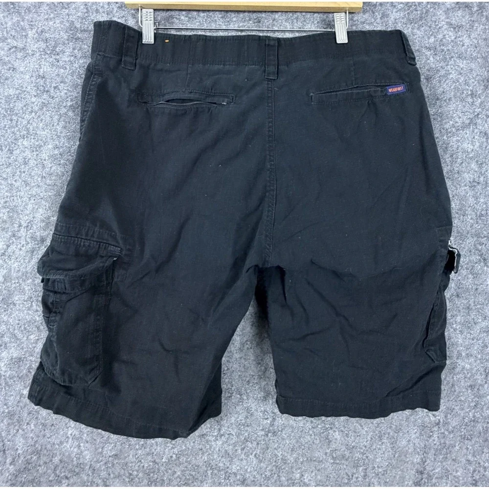 Wearfirst Cargo Shorts Men 38 Black Cotton Stretch Utility Pocket Hiking Outdoor